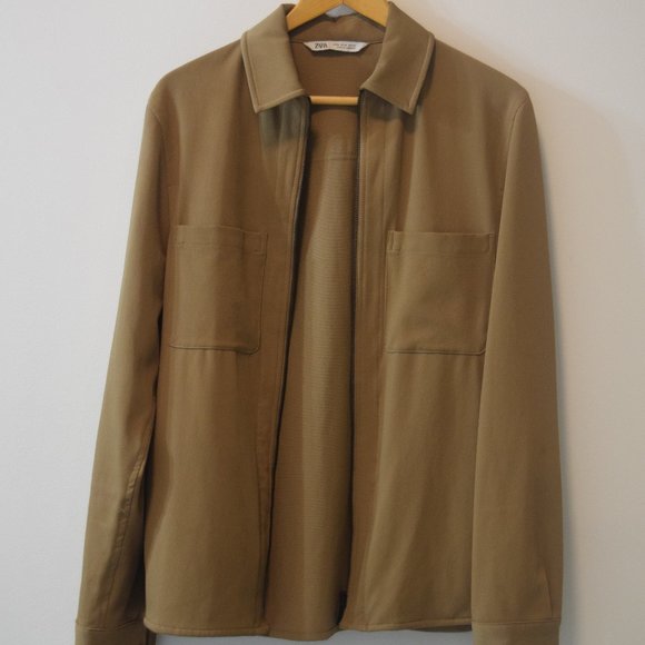 Zara Beige Zippered Overshirt - Picture 1 of 4